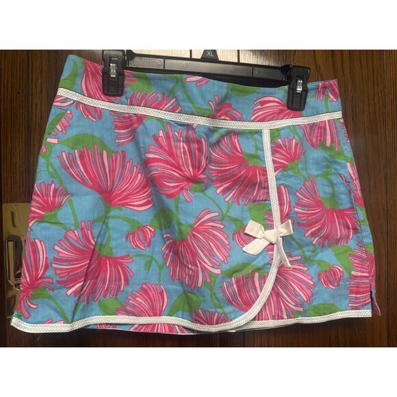 Lilly Pulitzer Pants - Lilly Pulitzer Skort Pink Turquoise Simosa Flowers Size 6